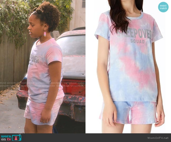 Beezizac Tie Dye Pajamas for Girls in Sleepover Squad worn by Maya Upshaw (Journey Christine) on The Upshaws