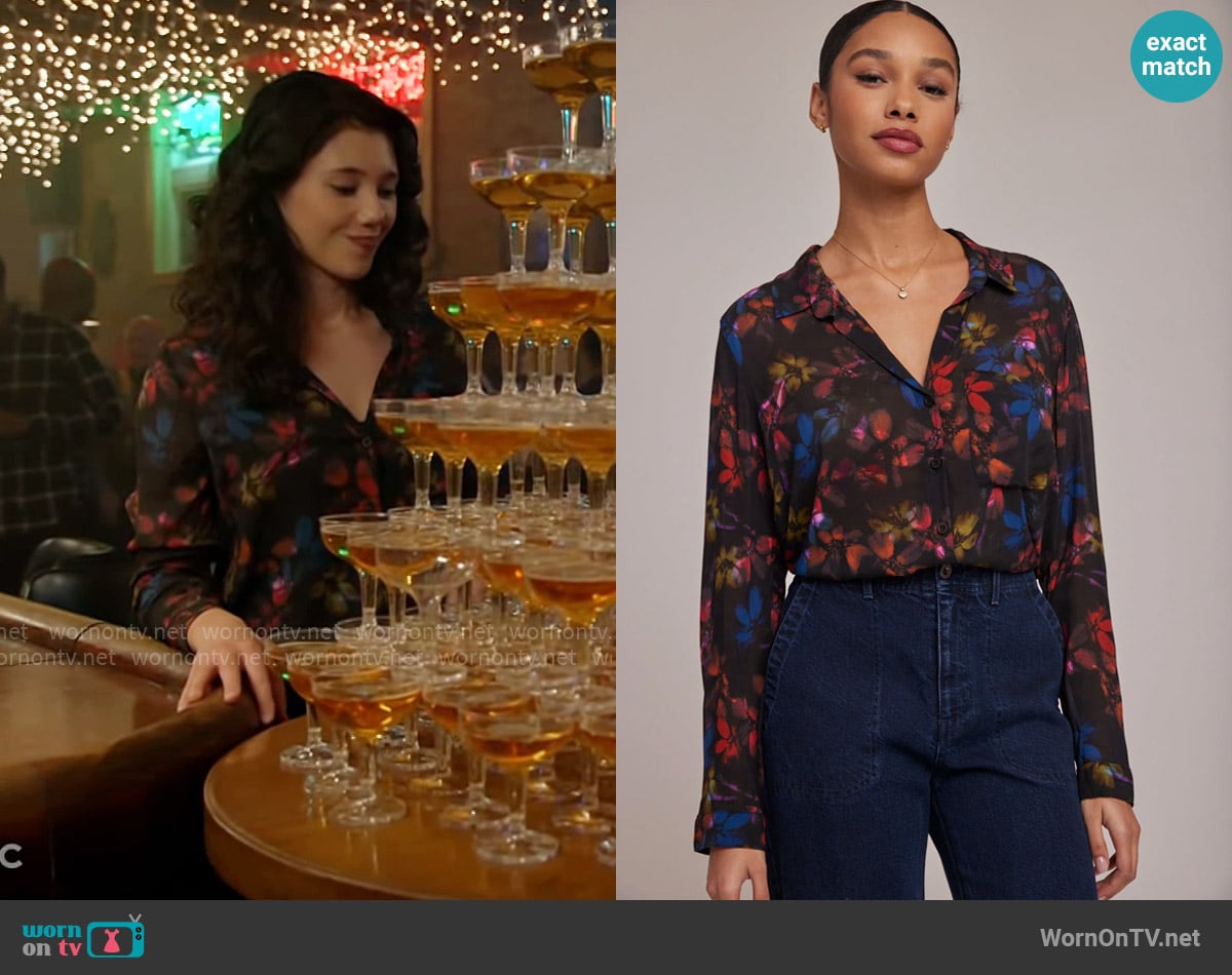 Bella Dahl Rounded Hem Button Down Shirt in Evening Garden Print worn by Violet Mikami (Hanako Greensmith) on Chicago Fire