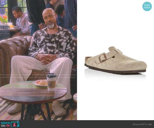 Birkenstock Boston Clogs in Taupe worn by Frank (Lamont Thompson) on The Upshaws