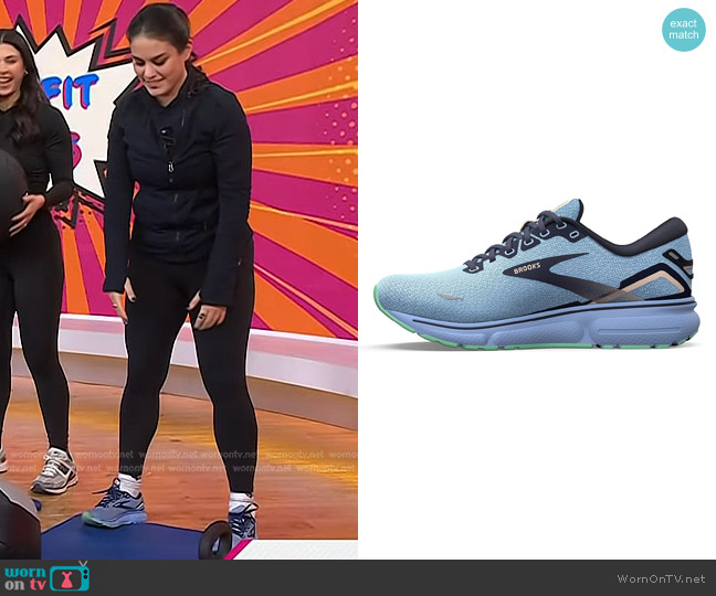 Brooks Ghost 15 Neutral Running Shoe in Vista Blue/Peacoat/Linen worn by Donna Farizan on Today