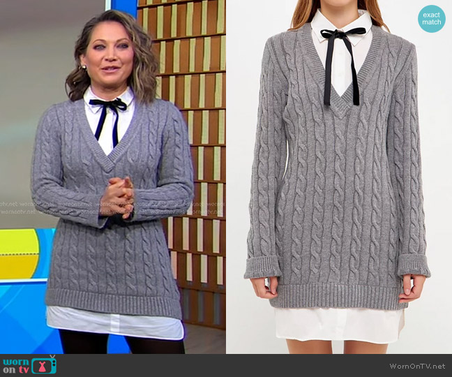 English Factory Cable Knit Sweater Dress worn by Ginger Zee on Good Morning America