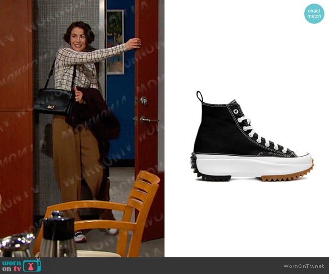 Converse Unisex Run Star Hike Canvas Platform in Black/White/Gum worn by Sarah Horton (Linsey Godfrey) on Days of our Lives