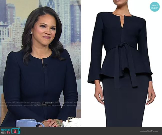 Scanlan Theodore Crepe Knit Ruffle Jacket worn by Laura Jarrett on Today