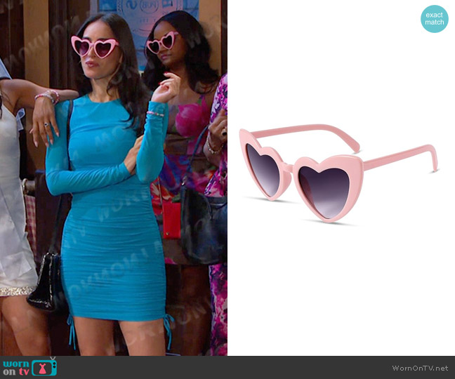 DIVINA VITAE Heart Shaped Sunglasses worn by Gabi Hernandez (Cherie Jimenez) on Days of our Lives