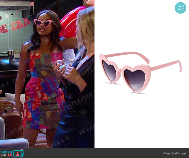 DIVINA VITAE Heart Shaped Sunglasses worn by Chanel Dupree (Raven Bowens) on Days of our Lives