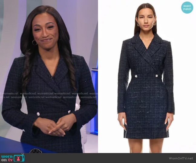 Derek Lam Collective Tweed Blazer Dress worn by Brittany Bell on Good Morning America