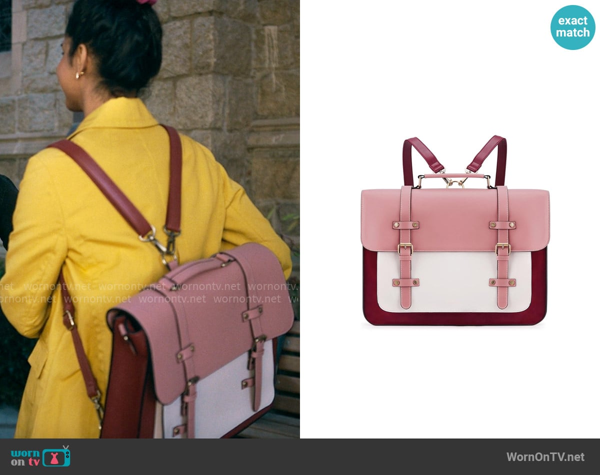 Ecosusi Sombre Vintage Briefcase in Pink worn by Bela Malhotra (Amrit Kaur) on The Sex Lives of College Girls