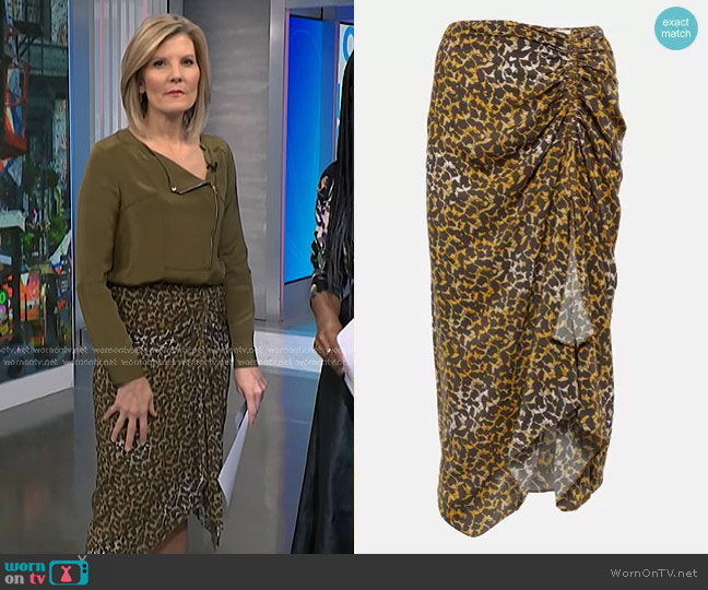 Isabel Marant Etoile Azaria Printed Midi Skirt worn by Kate Snow on NBC News Daily