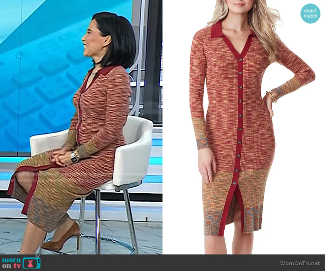 Jessica Simpson Livvy Ribbed Button-Front Bodycon Midi Dress worn by Vicky Nguyen on Today