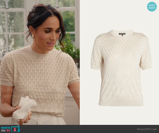 Loro Piana Takao Sweater in Light Dune Melange worn by Meghan Markle on With Love Meghan