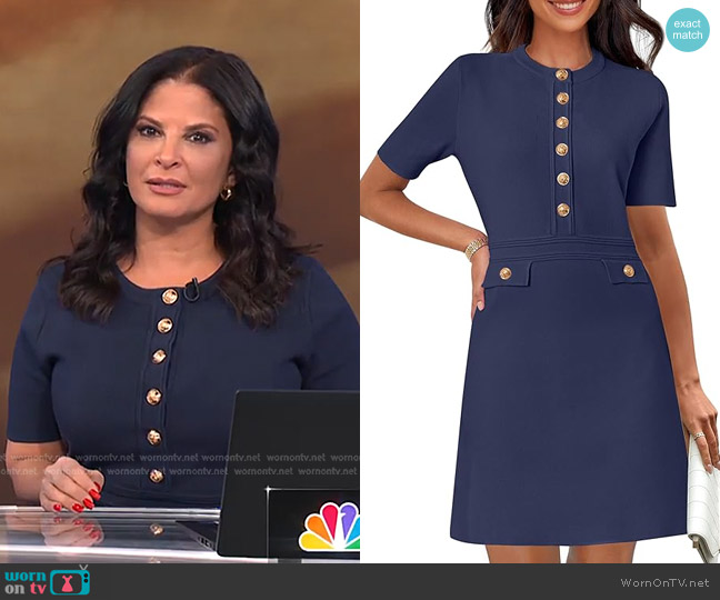 MEROKEETY Short Sleeve Bodycon Sweater Dress worn by Darlene Rodriguez on Today