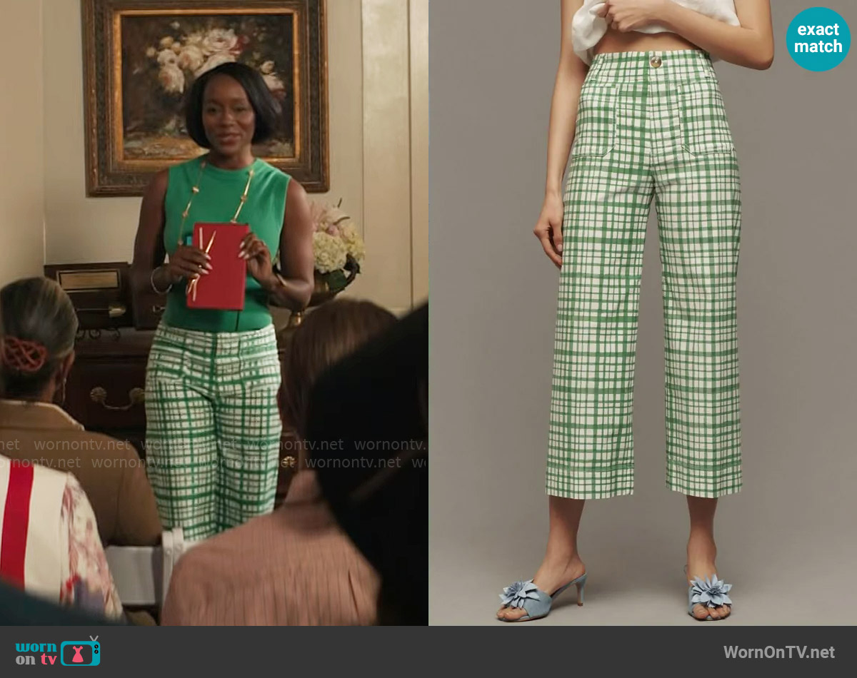 Maeve The Colette Cropped Wide-Leg Pants worn by Catherine (Aja Naomi King) on Grosse Pointe Garden Society
