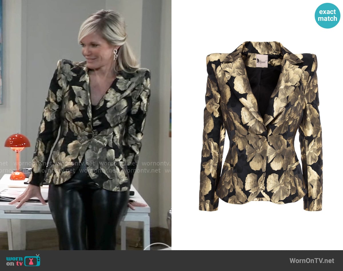 Monarh Limited Edition Brocade Jacket worn by Ava Jerome (Maura West) on General Hospital