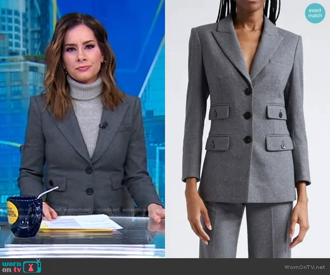 Veronica Beard Nalani Dickey Jacket in Heather Grey worn by Rebecca Jarvis on Good Morning America