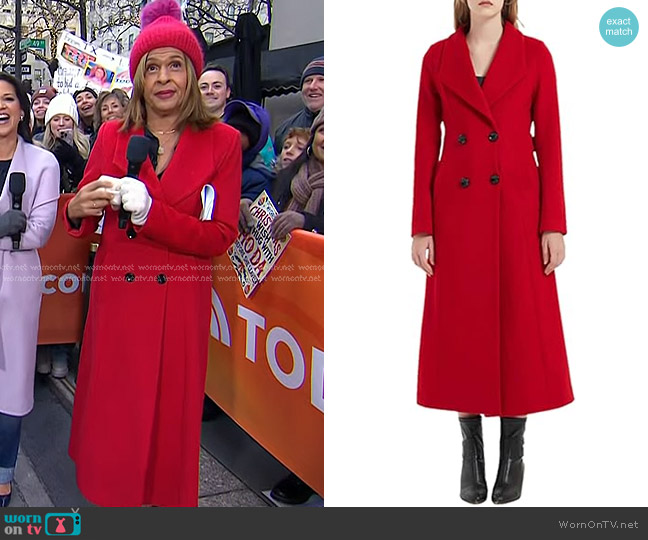 PLAERPENER Double Breasted Wool Blend Coat worn by Hoda Kotb on Today