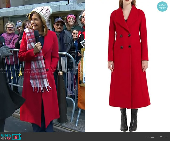 PLAERPENER Double Breasted Wool Blend Coat worn by Hoda Kotb on Today