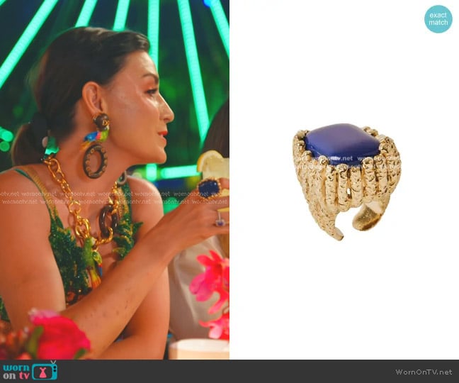 Paola Sighinolfi Bosco Ring in Blu worn by Bronwyn Newport on The Real Housewives of Salt Lake City