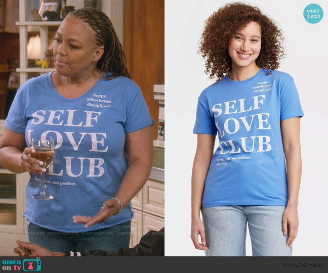 Grayson Threads Self Love Club Short Sleeve Graphic T-Shirt worn by Regina Upshaw (Kim Fields) on The Upshaws