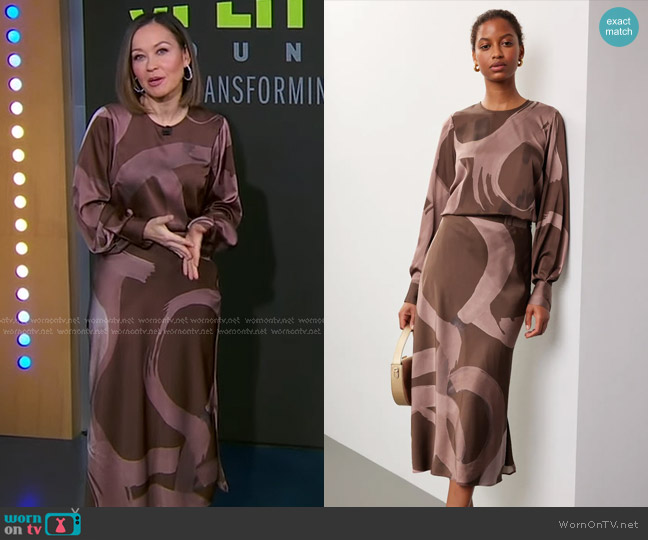Slate & Willow Balloon Sleeve Top worn by Eva Pilgrim on Good Morning America