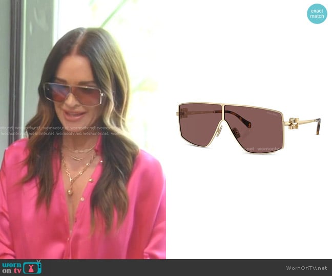Miu Miu Square Sunglasses worn by Kyle Richards on The Real Housewives of Beverly Hills