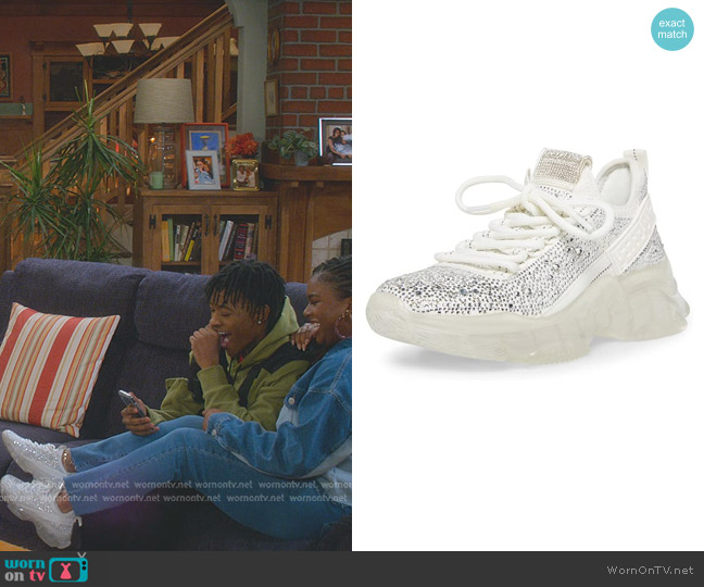 Steve Madden Maxima Rhinestone-Trim Trainer Sneakers worn by Savannah (Daria Johns) on The Upshaws