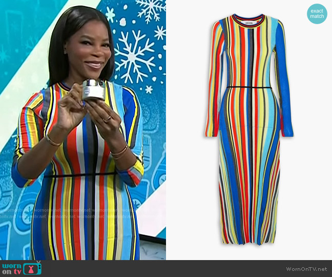 Christopher John Rogers Stripe Chenille Ribbed Long-Sleeve Dress worn by Dr. Michelle Henry on Today