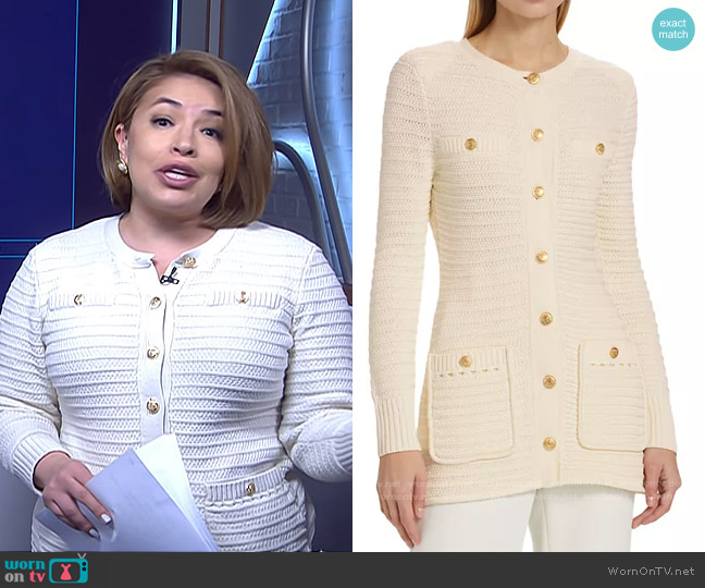 Toccin Constance Knit Jacket in Ivory worn by Gilma Avalos on NBC News Daily