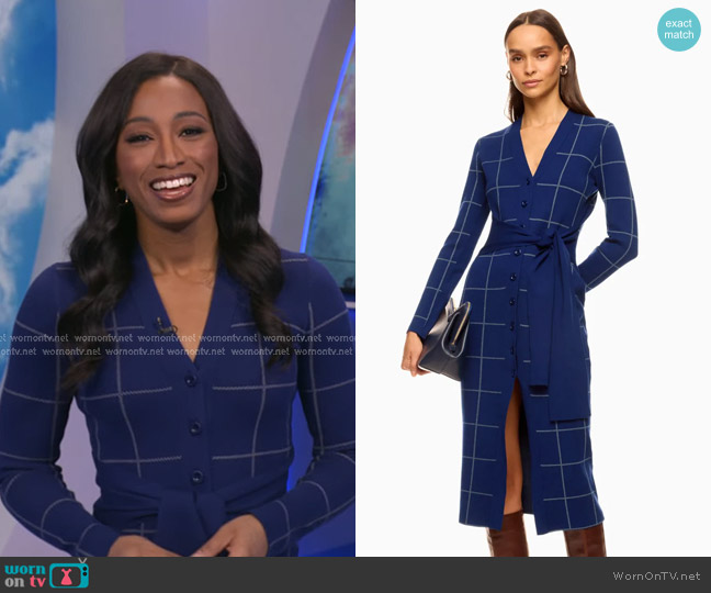 Toccin x RTR Windowpane Cardigan Dress worn by Brittany Bell on Good Morning America