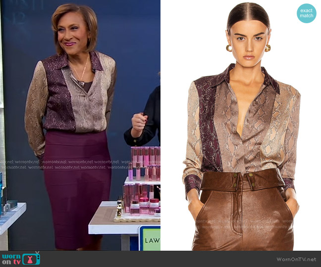 Equipment Yvonet Python-Print Blouse worn by Robin Roberts on Good Morning America