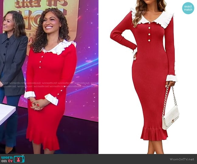 ZESICA Long Sleeve Sweater Dress worn by Milly Almodovar on Good Morning America