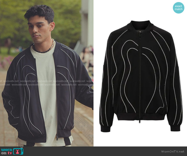 Adidas Y-3 Appliqué-detail Zip-up Sweatshirt worn by Quincy Shabazian (Anthony Keyvan) on XO Kitty