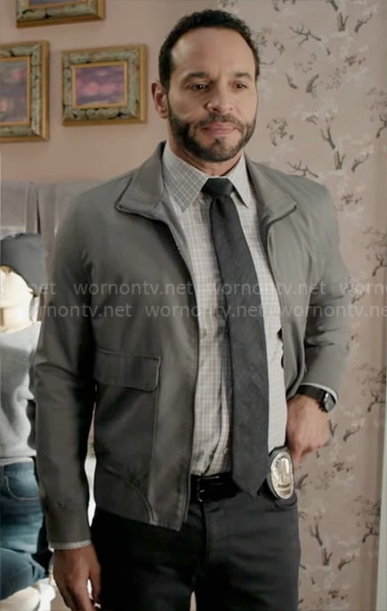 Adam’s bomber jacket on High Potential