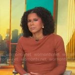 Adriana Diaz’s rust brown long dress on CBS Mornings