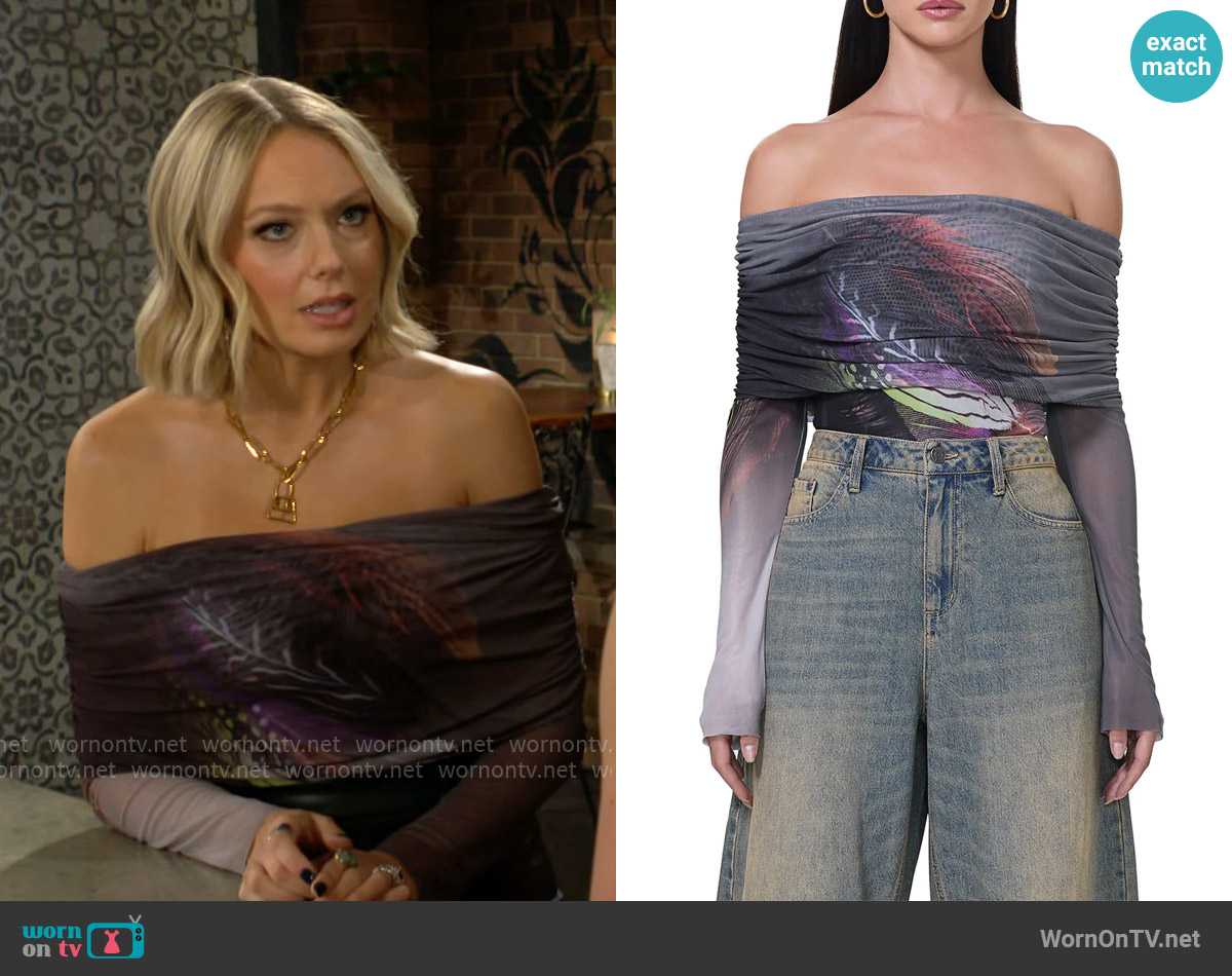 AFRM Maxine Bodysuit in Dark Feather worn by Abby Newman (Melissa Ordway) on The Young and the Restless