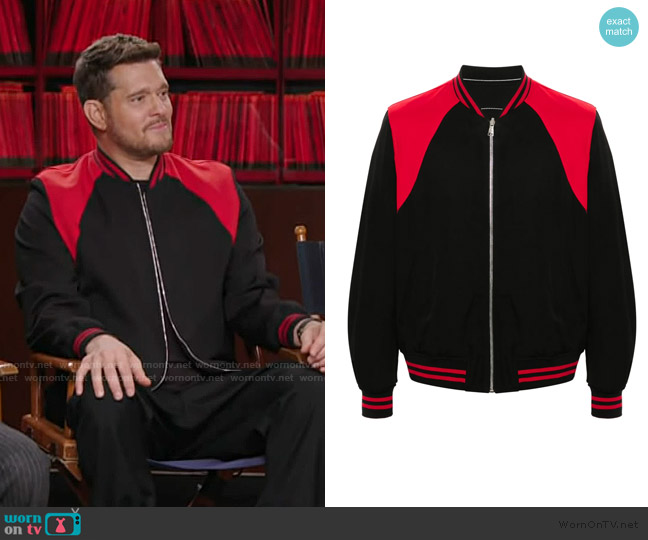 Alexander McQueen Two-tone reversible Bomber Jacket worn by Michael Buble on Access Hollywood