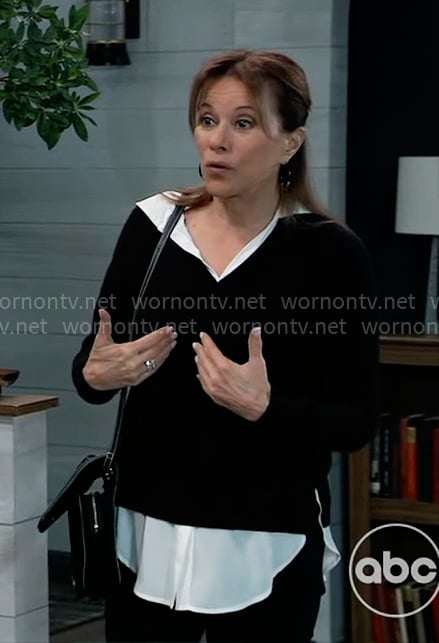 Alexis’s black layered sweater on General Hospital