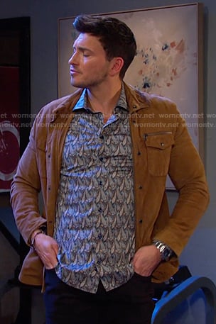 Alex’s paisley print shirt and beige jacket on Days of our Lives