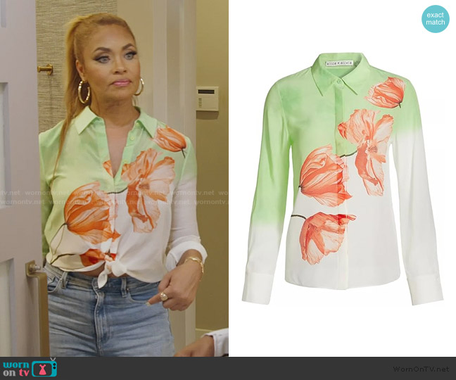 Gizelle's floral print button down shirt on The Real WornOnTV
