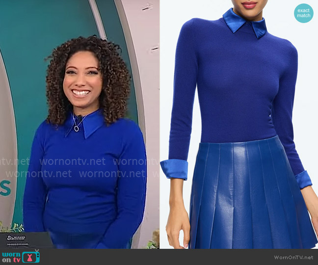 Alice + Olivia Porla Sweater in Royal worn by Gabrielle Kerr on CBS Mornings