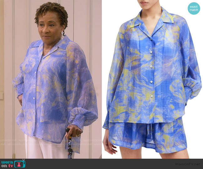 All Saints Isla Inspiral Printed Relaxed Fit Shirt worn by Lucretia Turner (Wanda Sykes) on The Upshaws