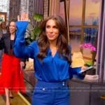 Alyssa’s blue satin wrap bodysuit on The View