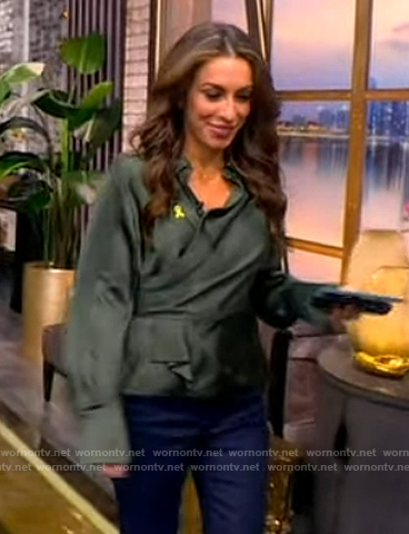 Alyssa’s green satin wrap top on The View