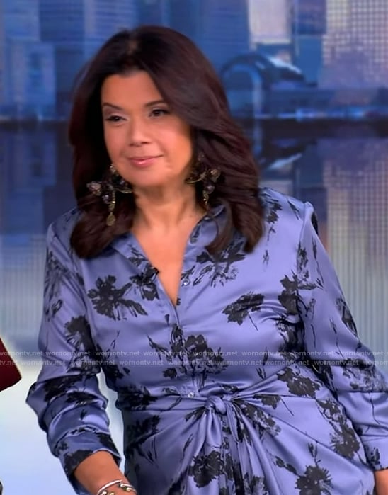 Ana’s blue floral print twist front dress on The View
