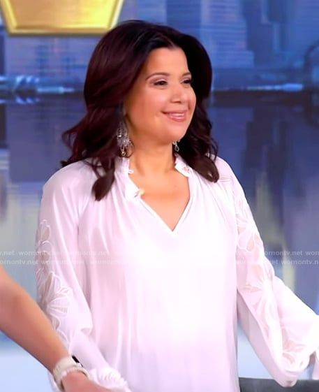 Ana’s white embroidered blouse on The View