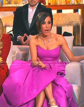 Angie’s purple strapless reunion gown on The Real Housewives of Salt Lake City