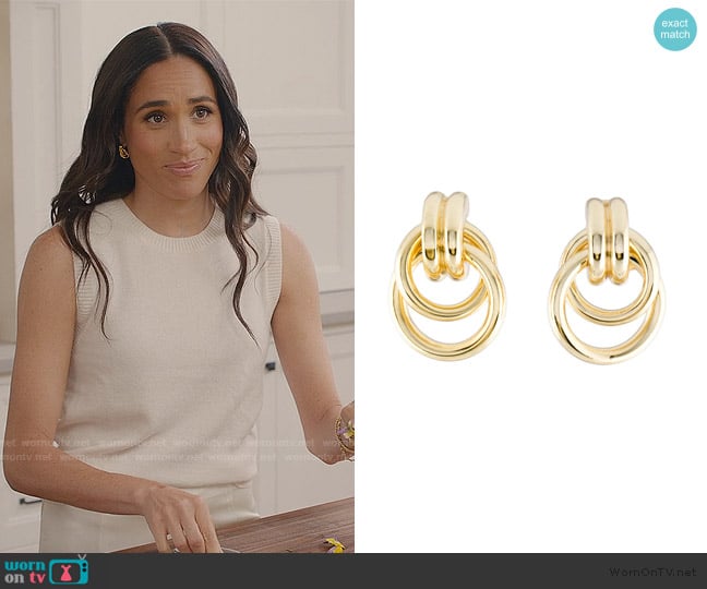 Double Knot Drop Earrings worn by Meghan Markle on With Love Meghan
