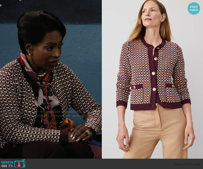 Ann Taylor Tweed Stitch Sweater Jacket worn by Barbara Howard (Sheryl Lee Ralph) on Abbott Elementary