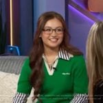 Anna Cathcart’s green knit sweater on The Kelly Clarkson Show