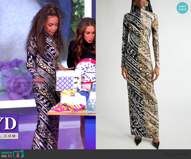 Area Chain link-print dress worn by Sunny Hostin on The View