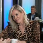 Ava’s leopard print v-neck blouse on General Hospital